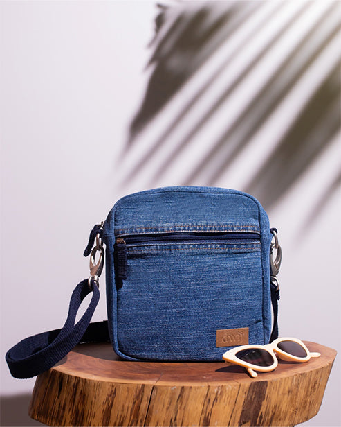 Upcycled Denim Unisex Breakfree Sling Bag dwij products Dwij