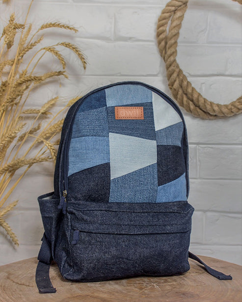 Buy Eco Friendly Patched Denim Felt Jeans Backpack Online Dwij