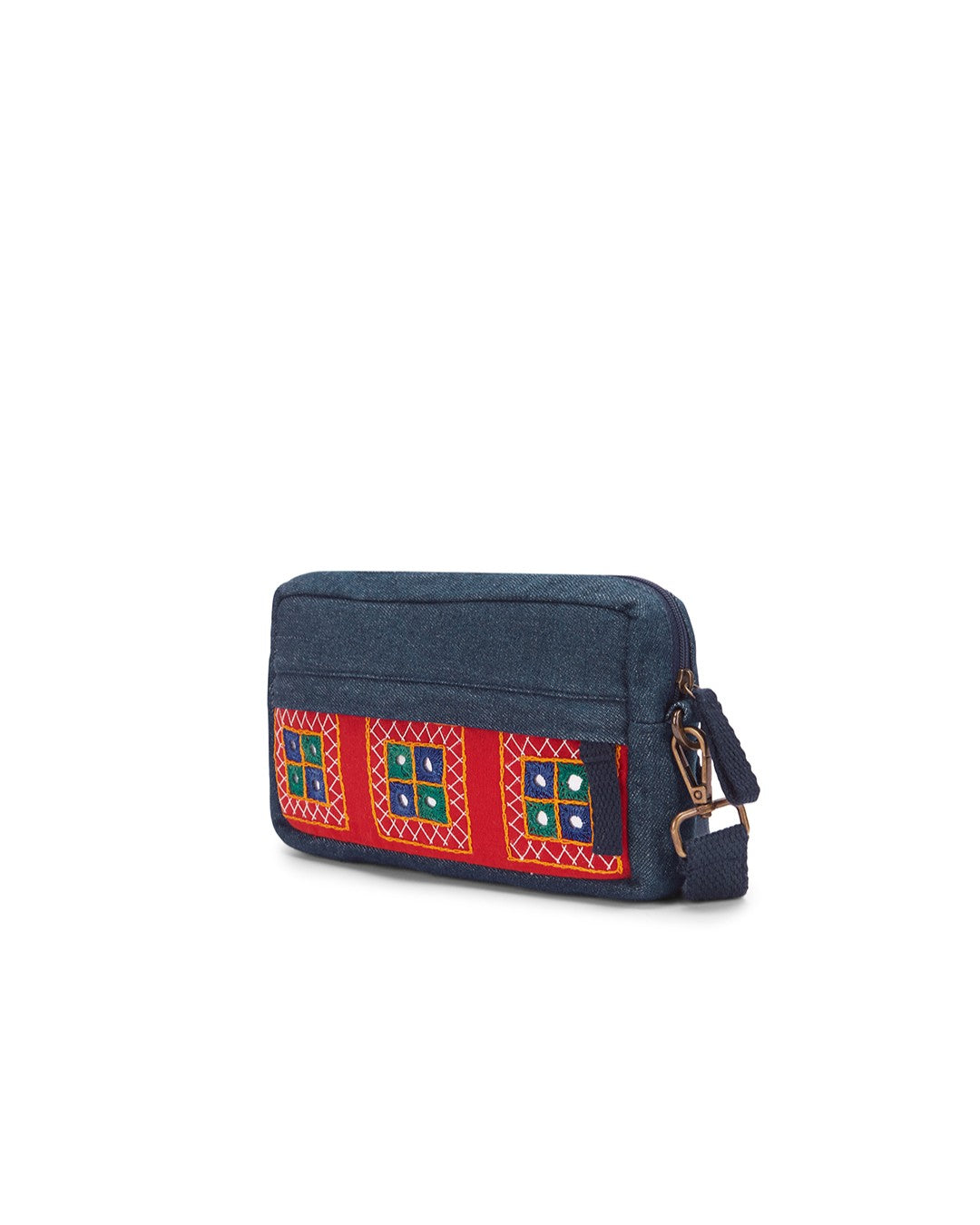 Upcycled Hand Embroidered Red Ahir 2-in-1 Wallet Sling Bag