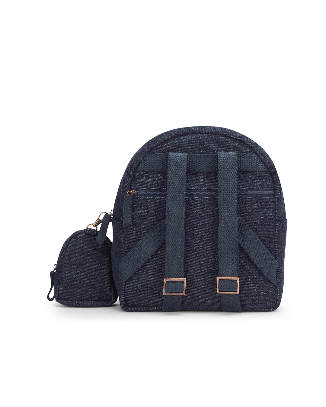 Hand Embroidered Heart Denim Mini Travel Backpack with pouch - Dwij -