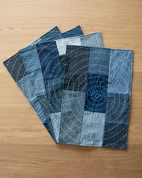 Hand embroidered Upcycled Jeans Living Space Combo - Spiral - Dwij