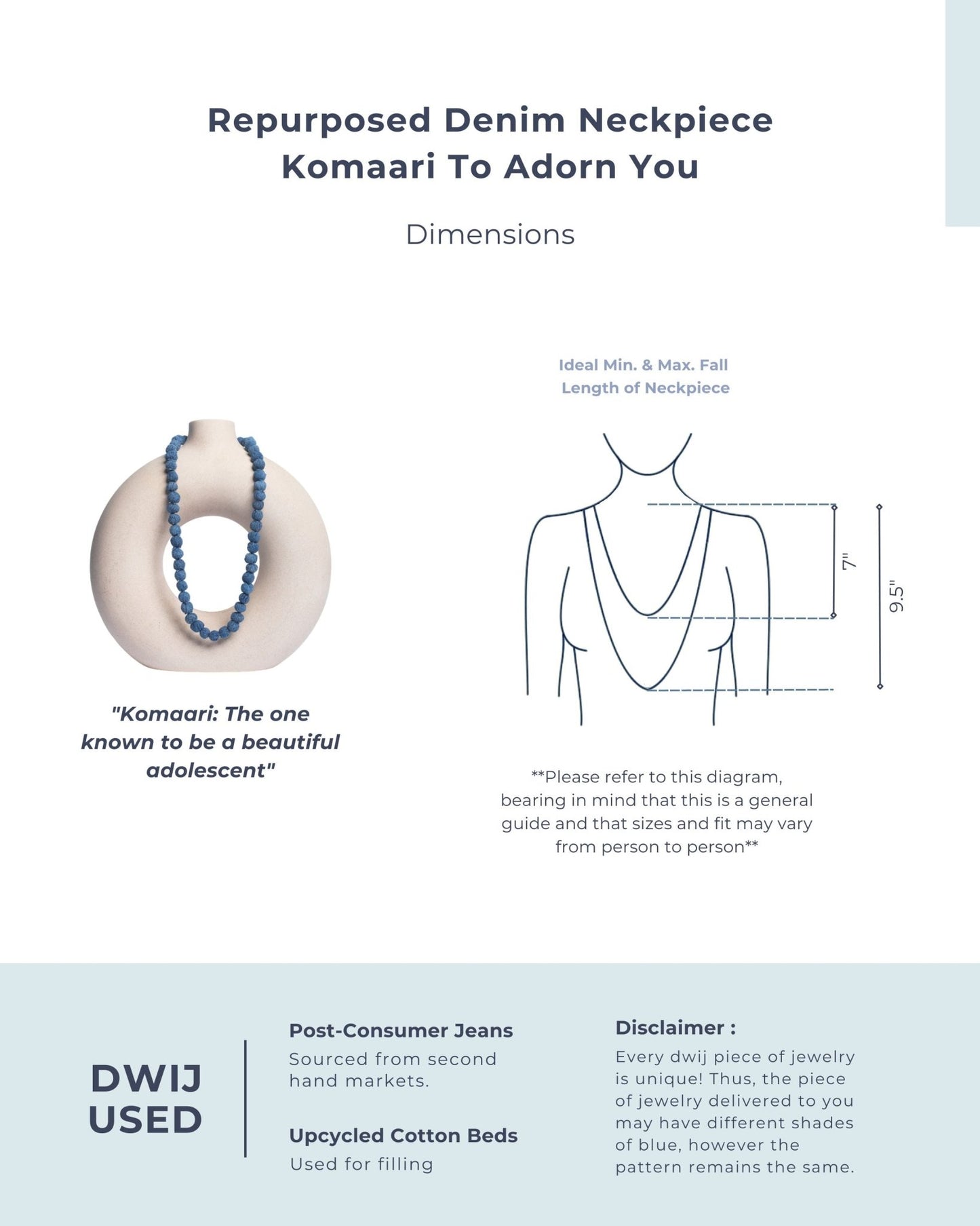 Handcrafted Upcycled Denim Jewellery Komaari - Dwij