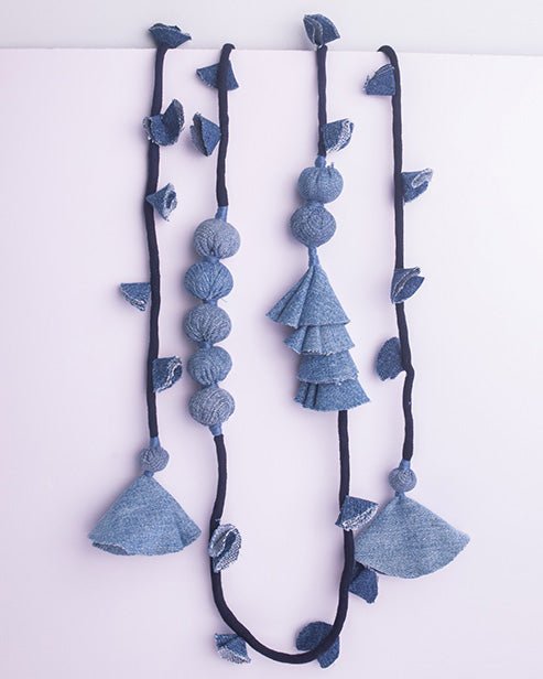 Handcrafted Upcycled Jeans Adjustable Neck Wrap Around - Dwij