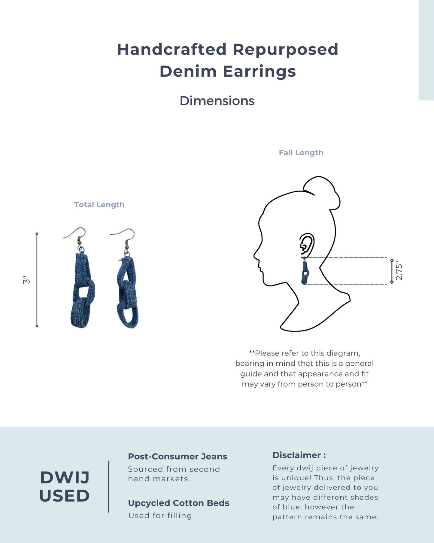 Handcrafted Upcycled Jeans Earrings Anuradha - Dwij