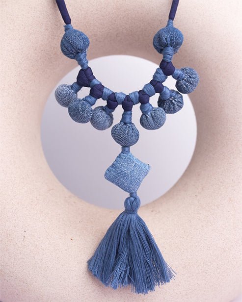 Handcrafted Upcycled Jeans Neckpiece Aadya - Dwij