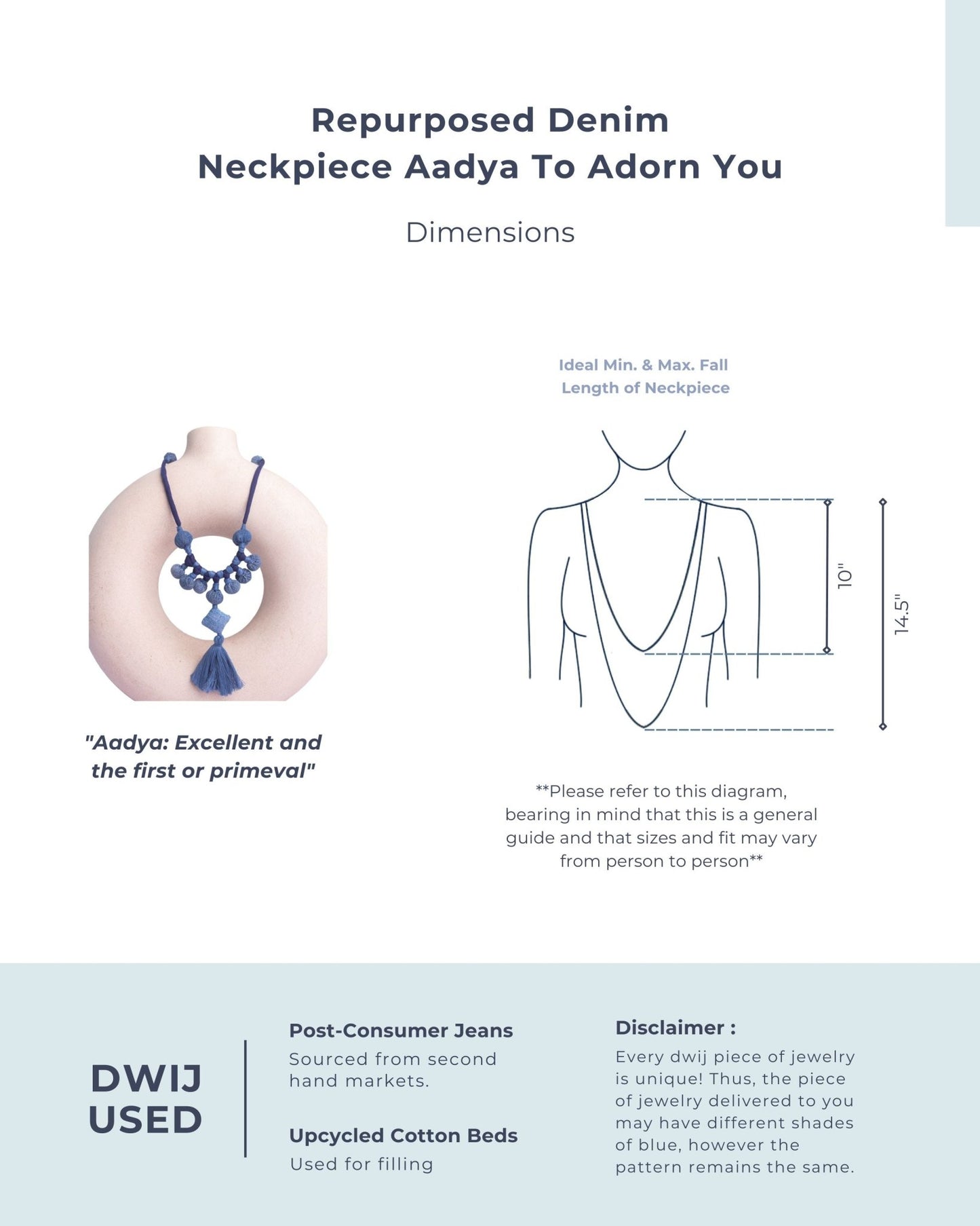 Handcrafted Upcycled Jeans Neckpiece Aadya - Dwij