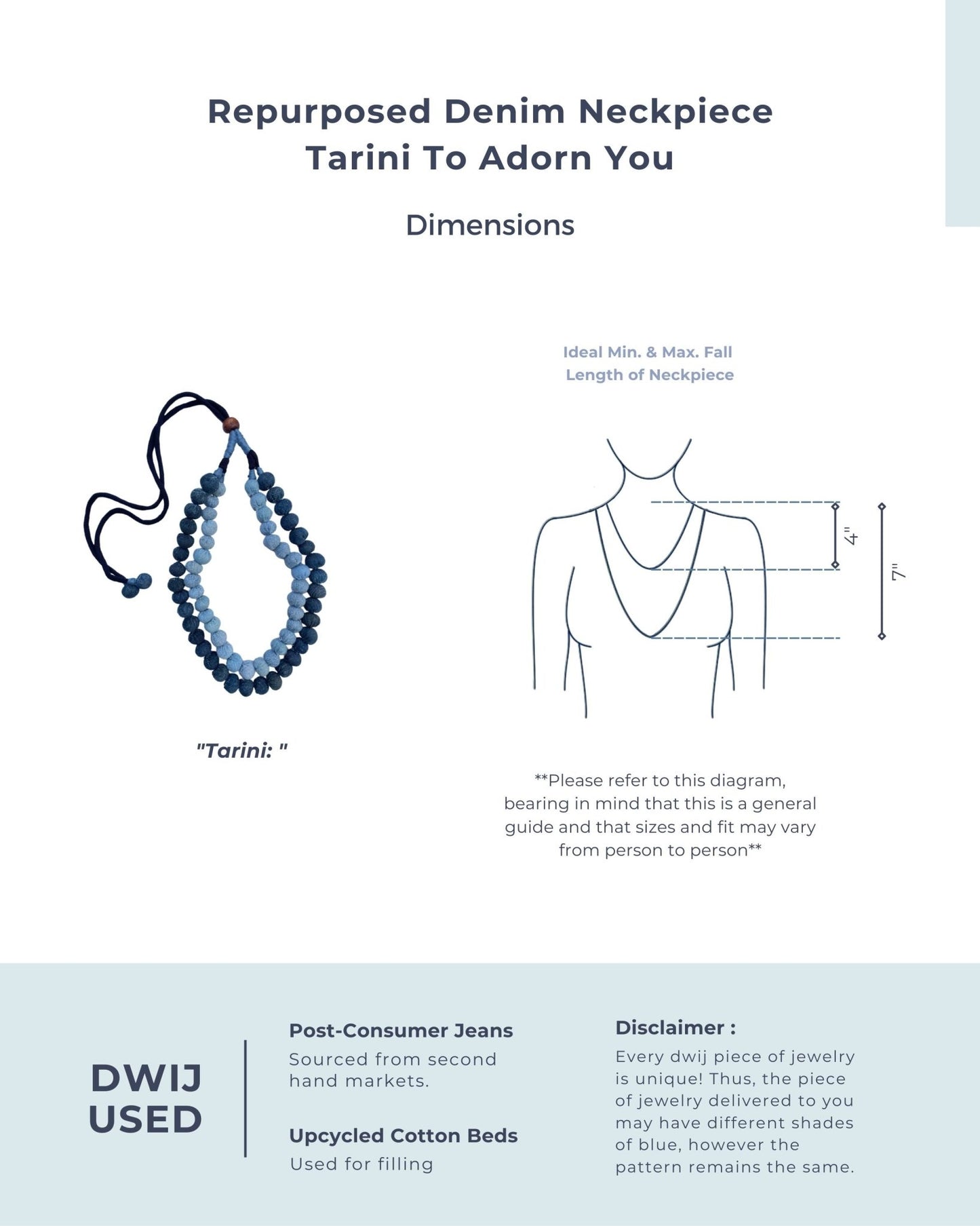 Handcrafted Upcycled Jeans Neckpiece Tarini - Dwij