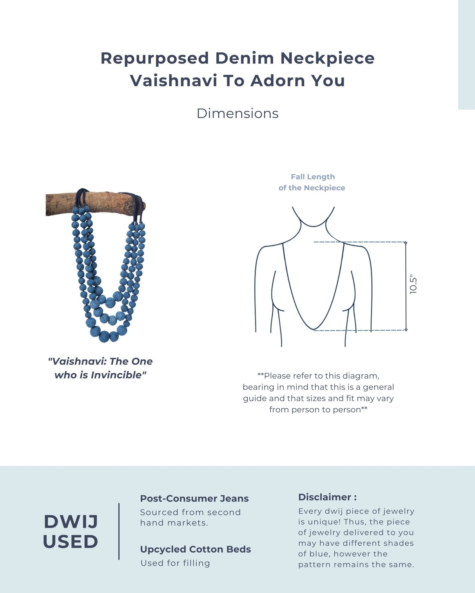 Handcrafted Upcycled Jeans Neckpiece Vaishnavi - Dwij