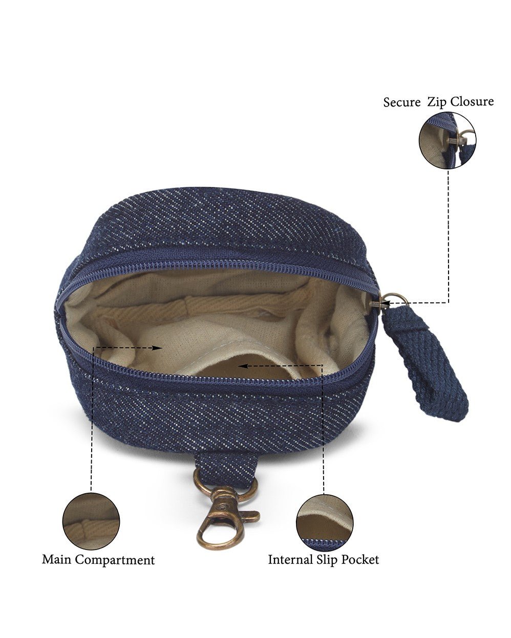 Kantha Hand Embroidered Denim Mini Travel Backpack with pouch - Dwij -