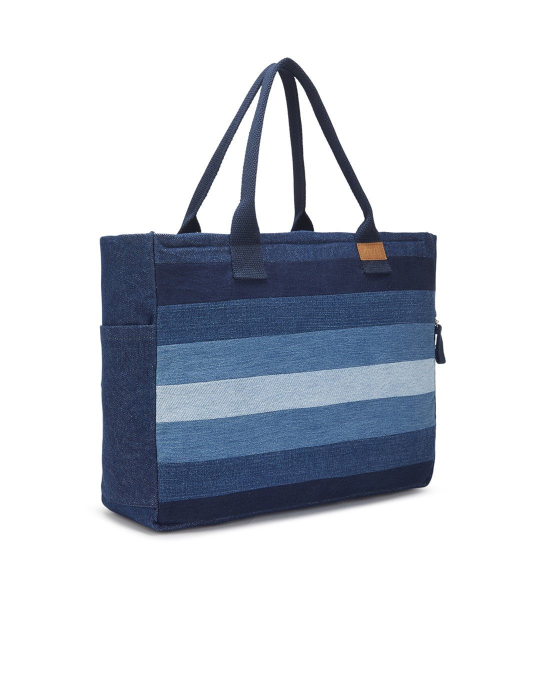 Repurposed Denim Jeans Shaded Laptop Tote - Dwij -