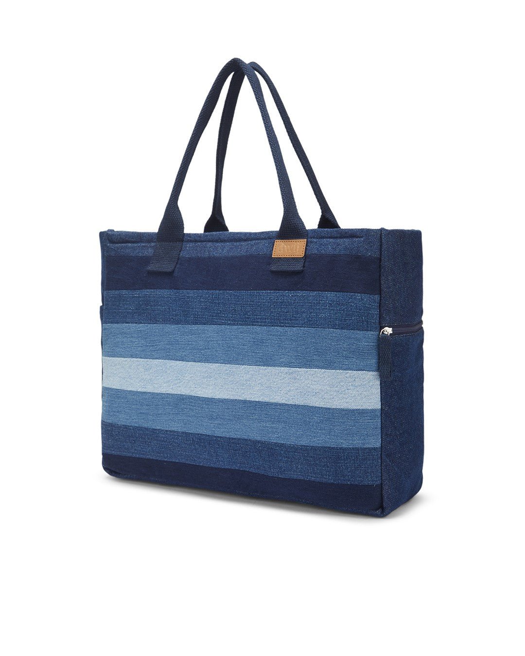 Repurposed Denim Jeans Shaded Laptop Tote - Dwij -