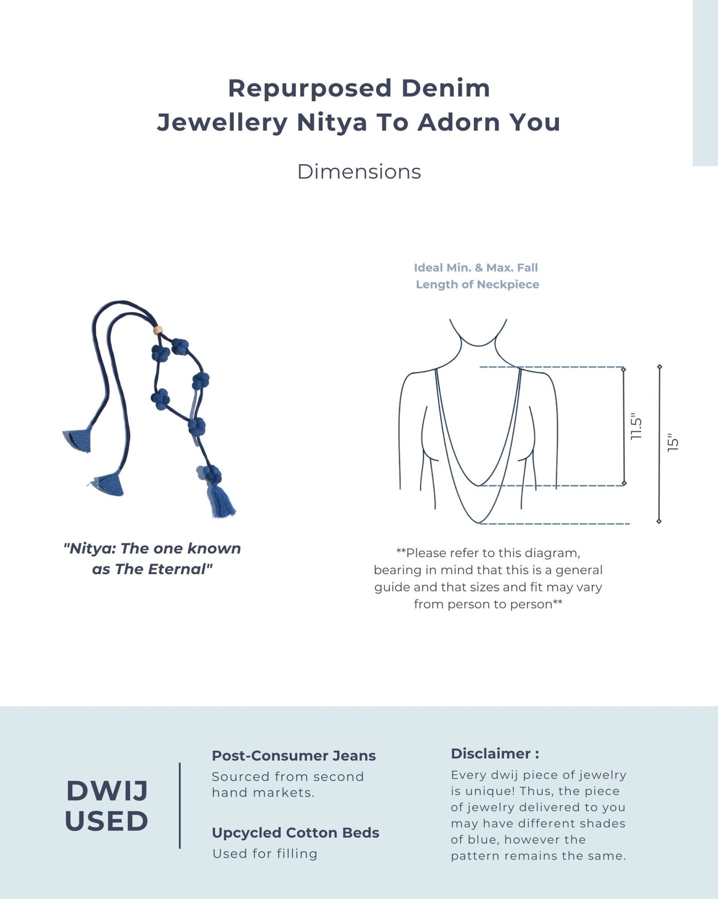 Repurposed Denim Neckpiece Nitya - Dwij