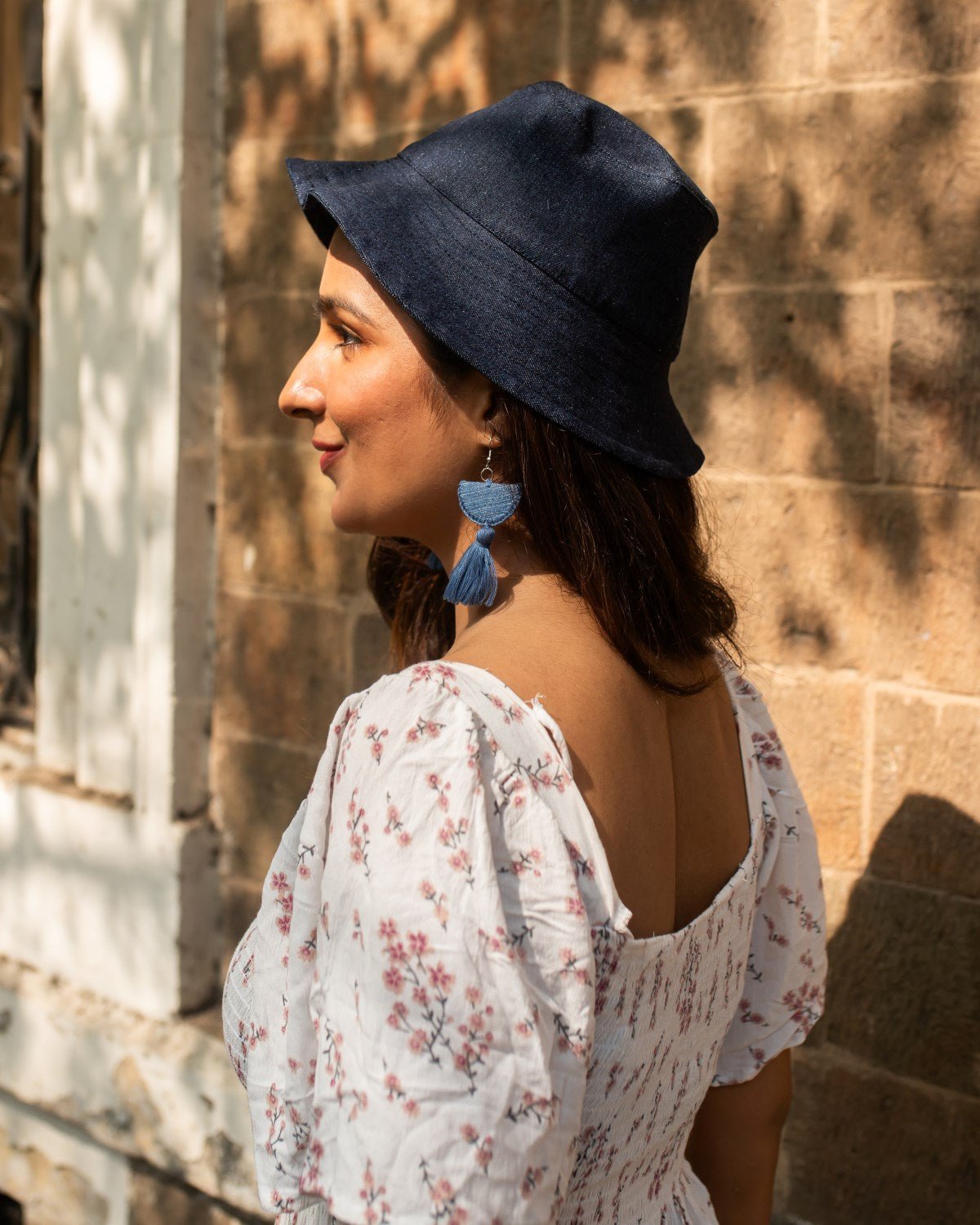 Repurposed Eco friendly Denim Jeans Plain Bucket Hat (Small) - Dwij
