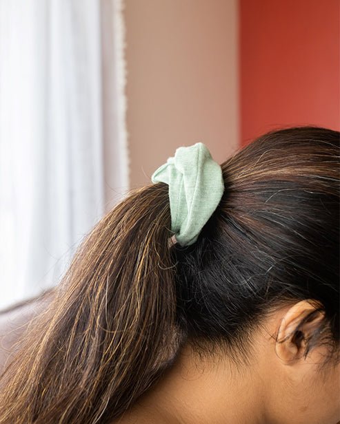 Repurposed Upcycled Bamboo fabric scrunchies - Assorted (set of 4) - Dwij