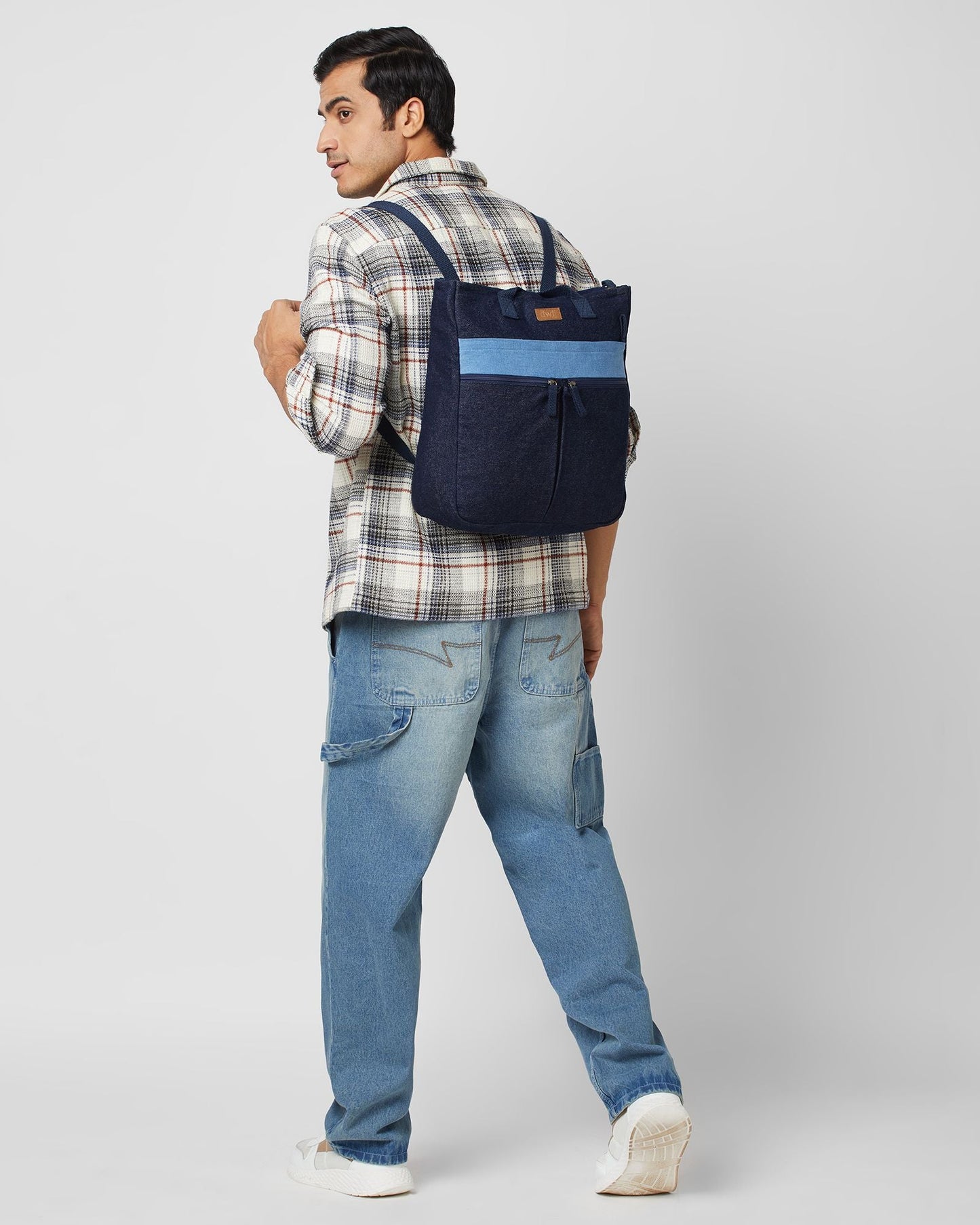 Upcycled Carryall Unisex Denim Convertible Tote Backpack - Dwij -