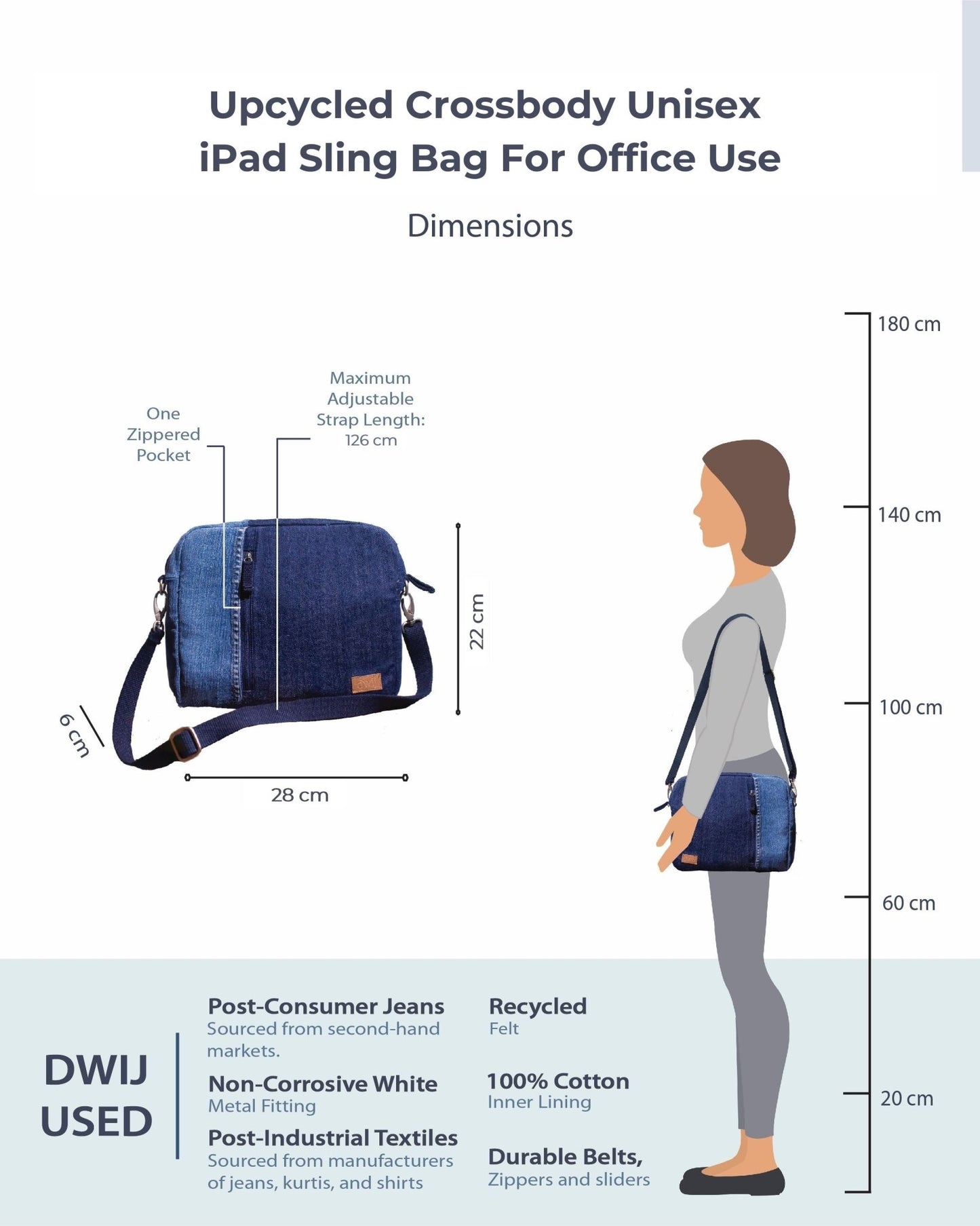 Upcycled Crossbody Unisex iPad sling Bag - Dwij