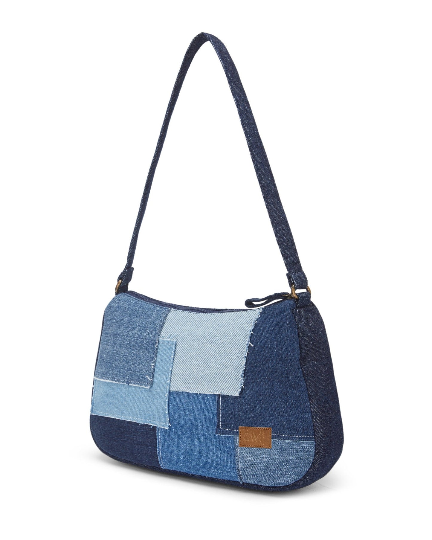 Upcycled Denim Jeans Layered Baguette Bag - Dwij -