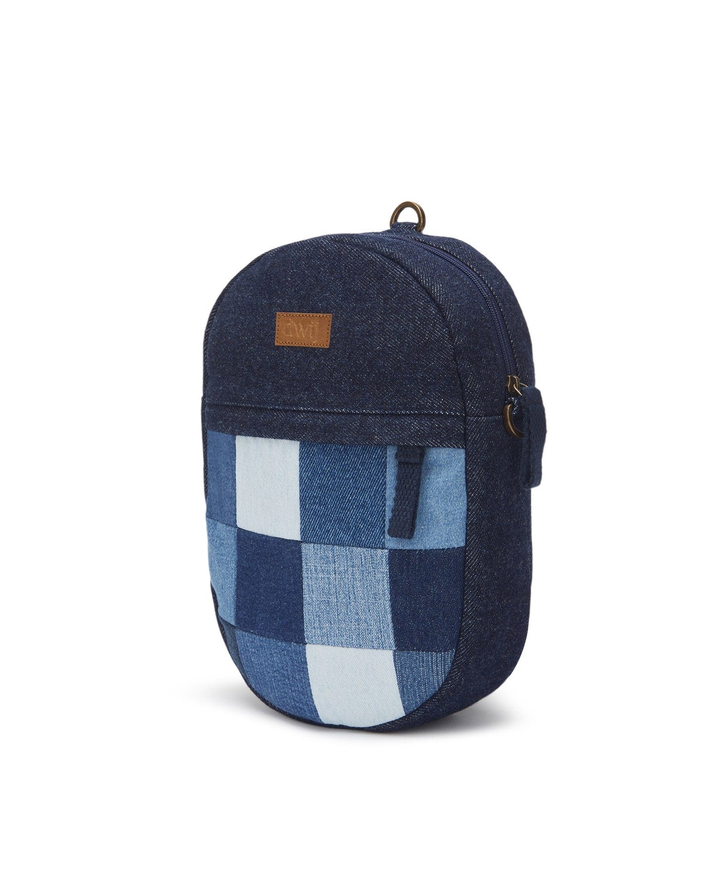 Upcycled Denim Jeans Patched Oval Fanny pack (two way bag) - Dwij -