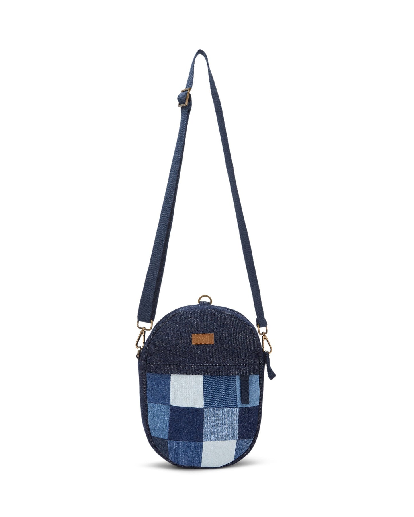 Upcycled Denim Jeans Patched Oval Fanny pack (two way bag) - Dwij -