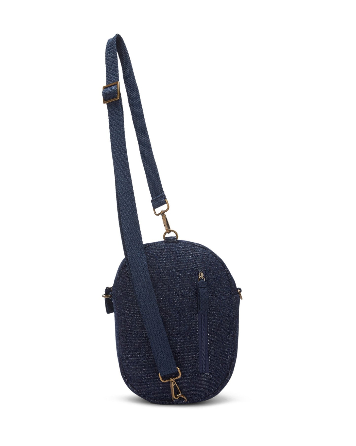 Upcycled Denim Jeans Patched Oval Fanny pack (two way bag) - Dwij -