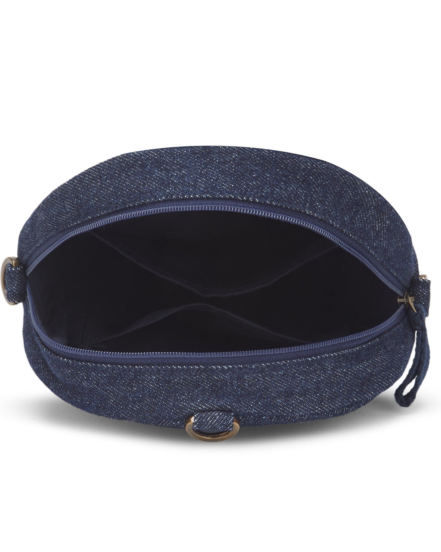 Upcycled Denim Jeans Patched Oval Fanny pack (two way bag) - Dwij -