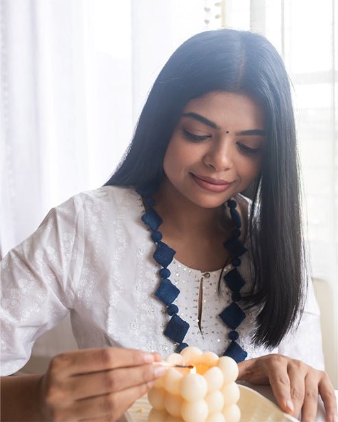 Upcycled Denim Neckpiece Anantaa (Dark) - Dwij