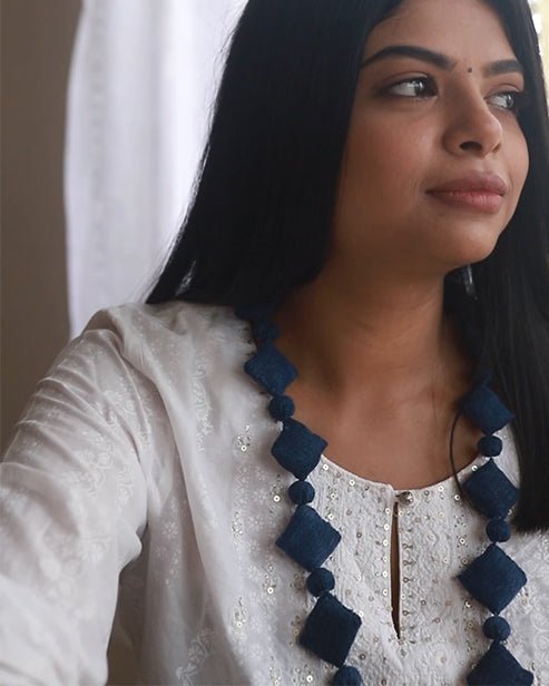 Upcycled Denim Neckpiece Anantaa (Dark) - Dwij