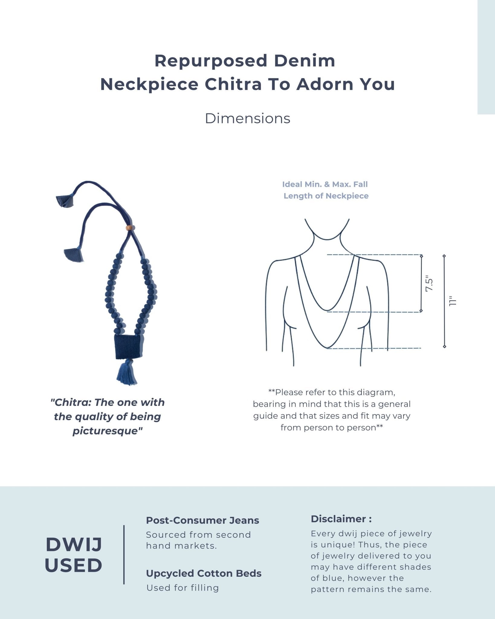 Upcycled Denim Neckpiece Chitra - Dwij