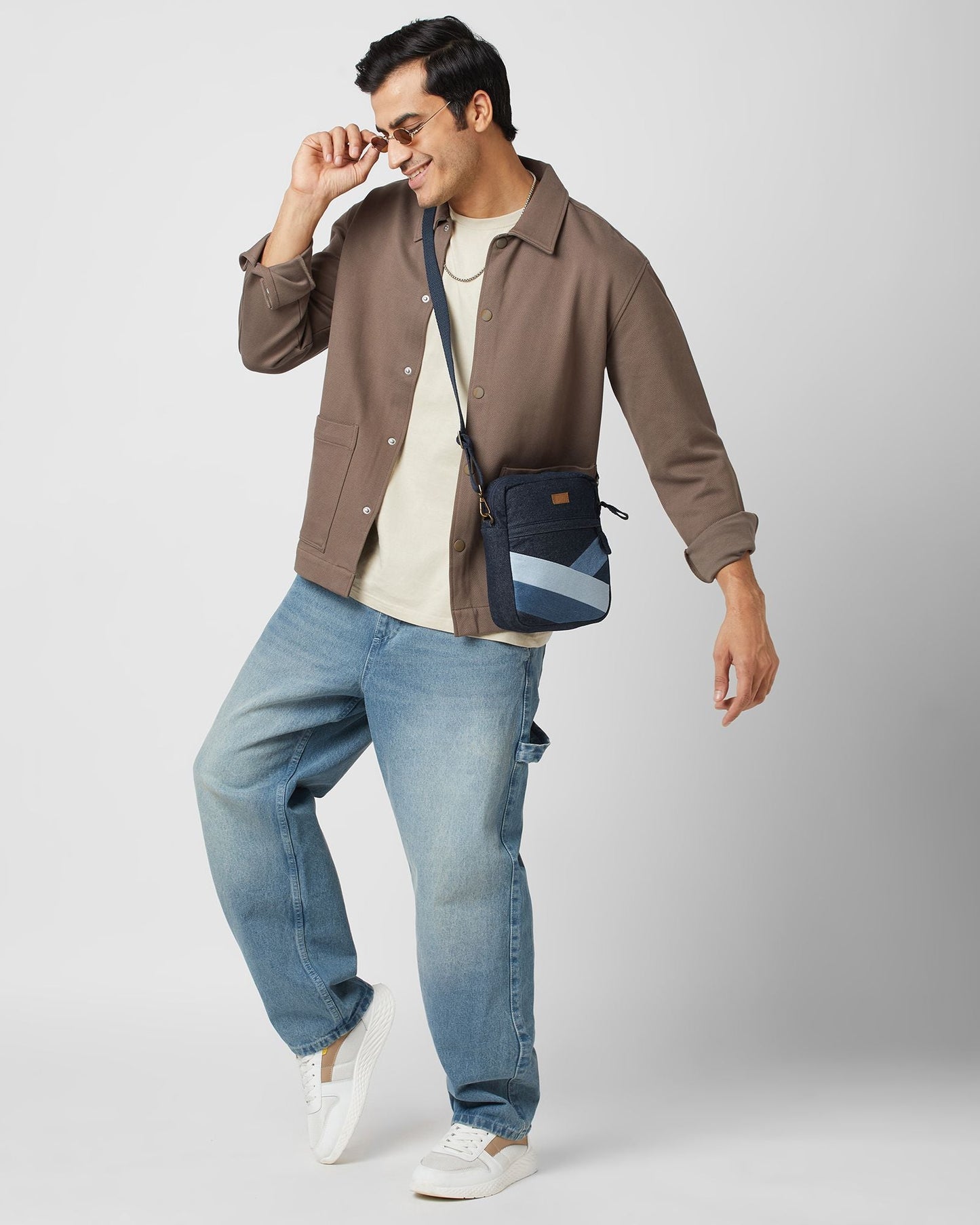 Upcycled Diagonal Striped Denim Breakfree Sling - Dwij -