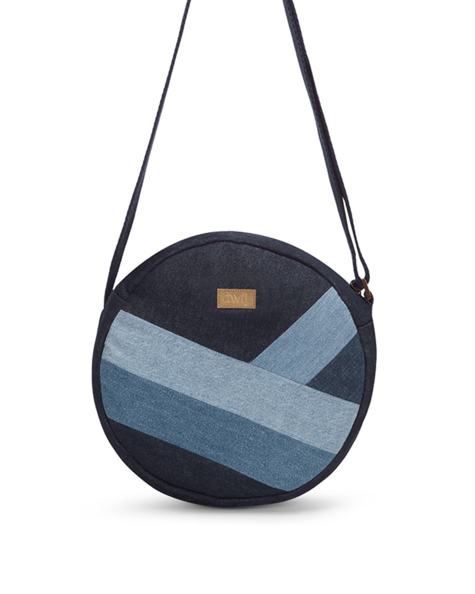 Upcycled Diagonal Striped Denim Circular sling - Dwij -