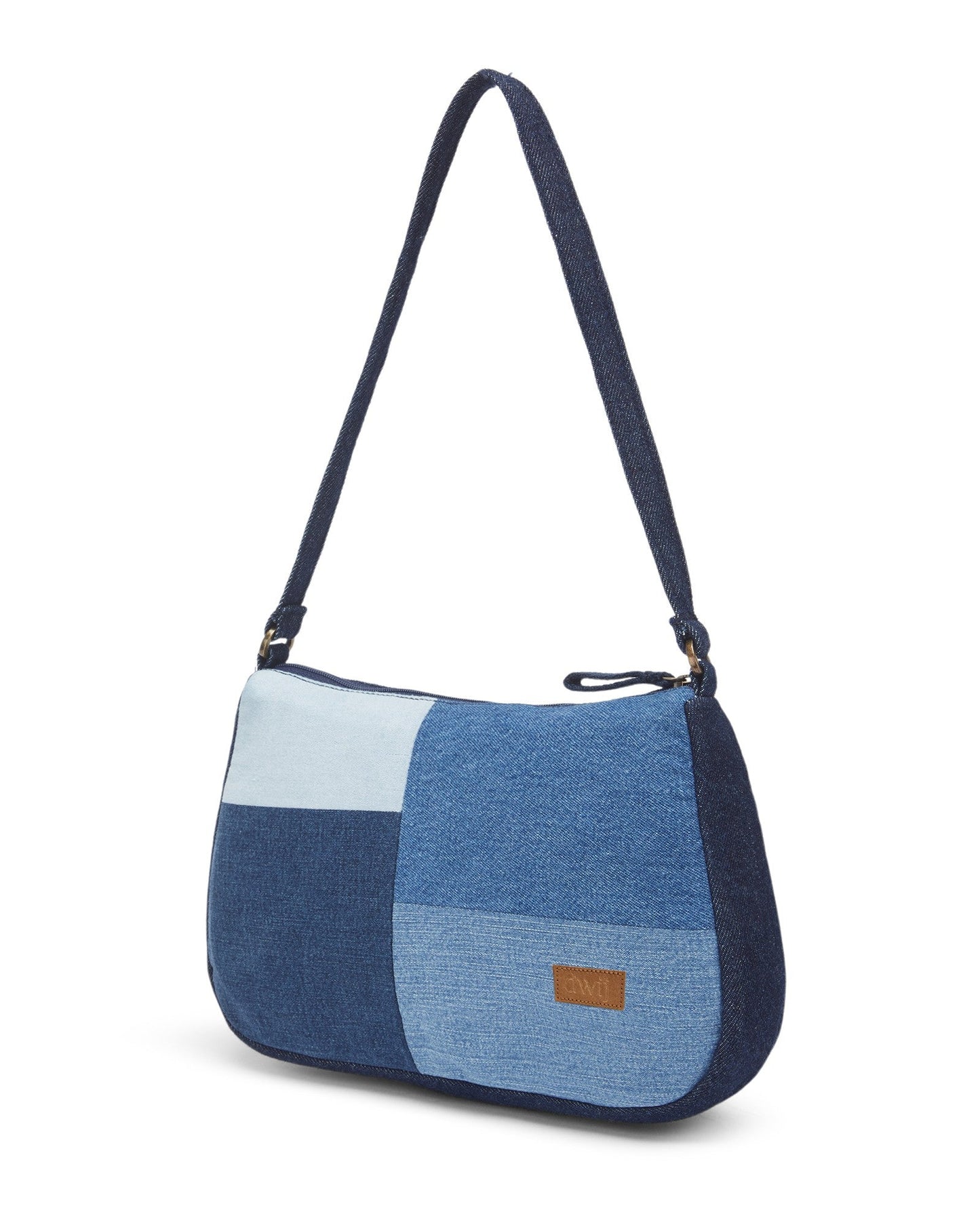 Upcycled Eco Friendly Denim Jeans Mosaic Baguette Bag - Dwij -