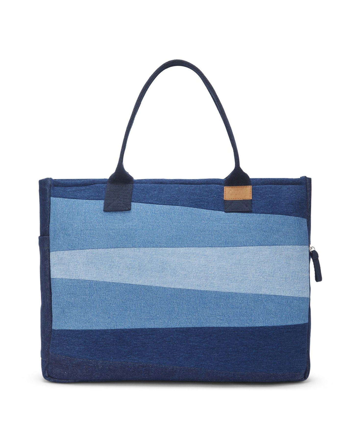 Upcycled Eco Friendly Denim Jeans Striped Laptop Tote - Dwij -