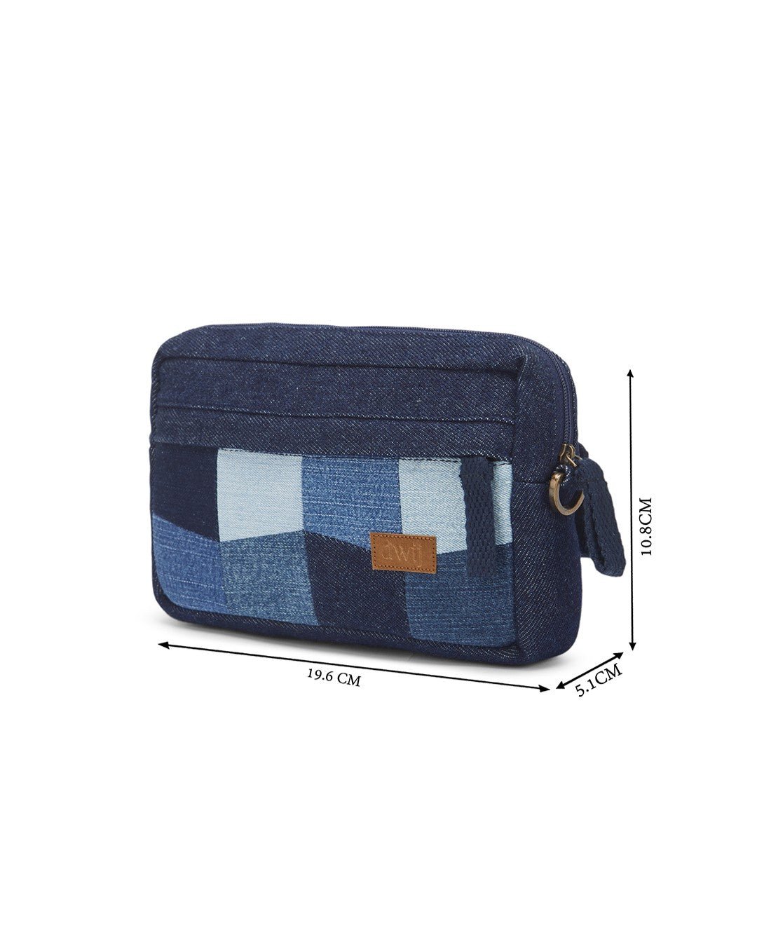 Upcycled Eco Friendly denim Patched Wallet cum Sling Bag - Dwij -