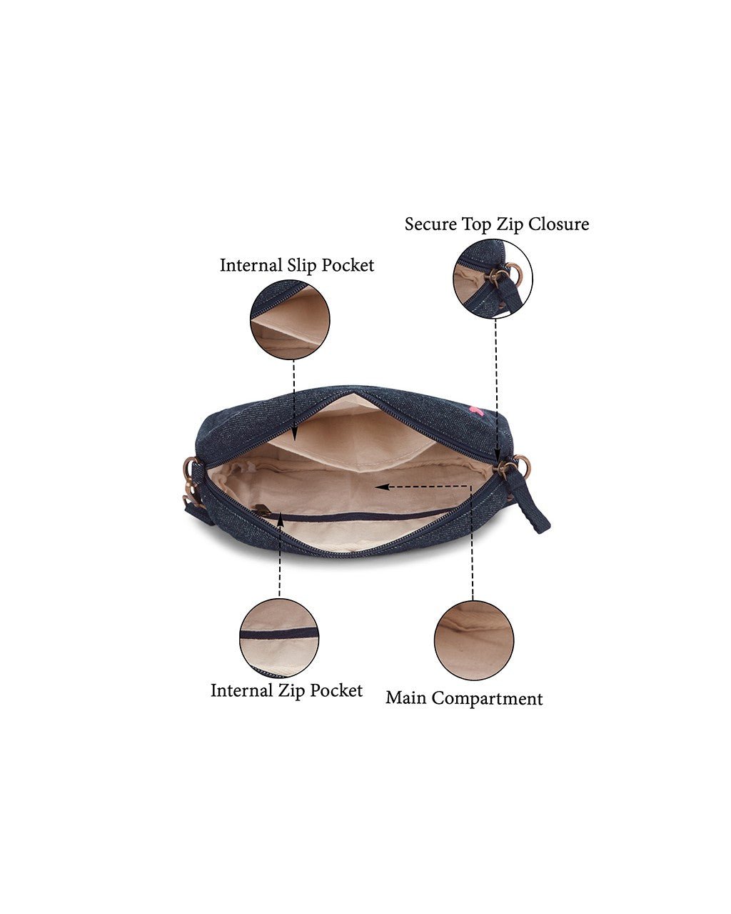 Upcycled Hand Embroidered Heart Woman Crossbody Sling Bag - Dwij -