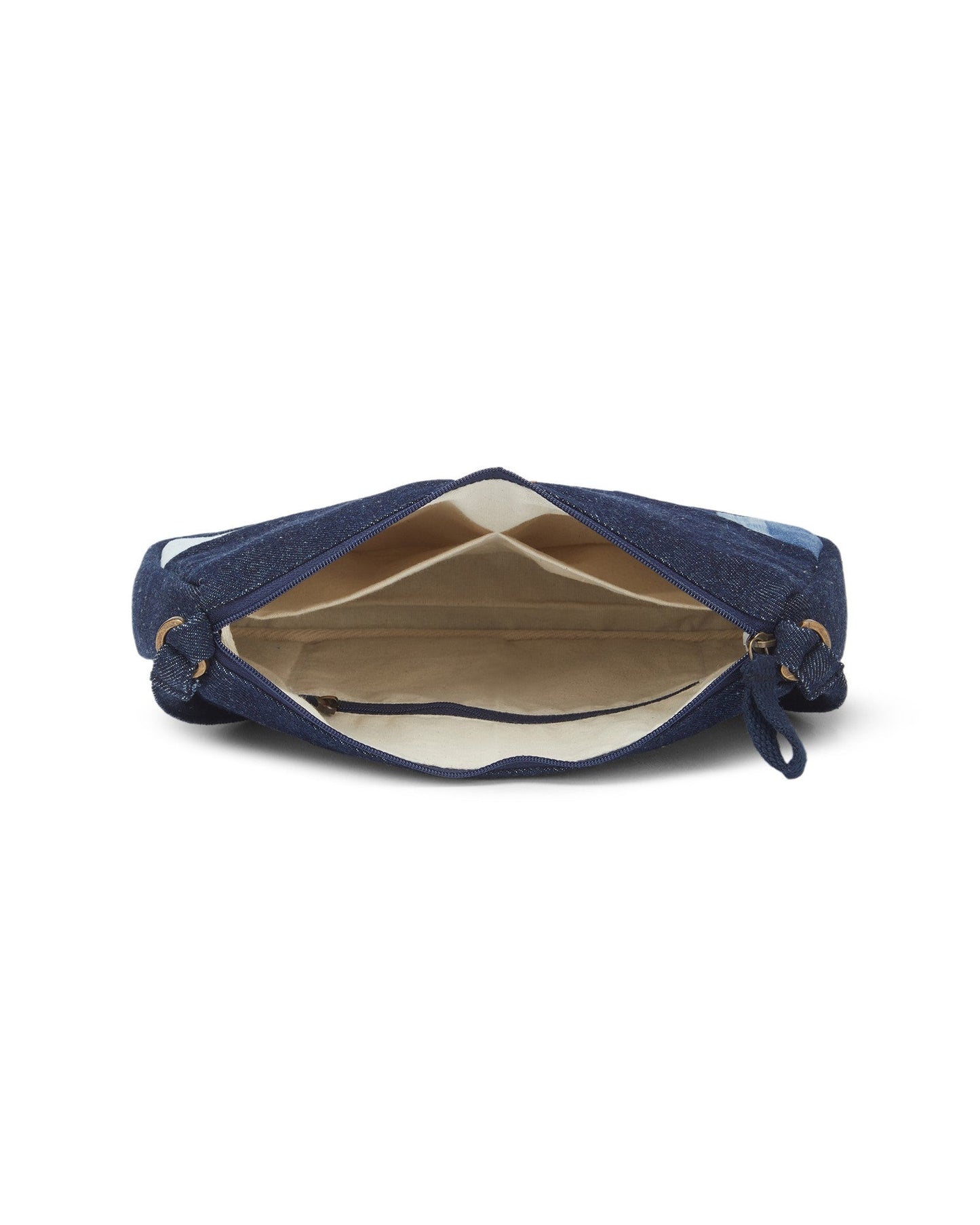 Upcycled Handcrafted Denim Jeans Blue Striped Baguette Bags - Dwij -