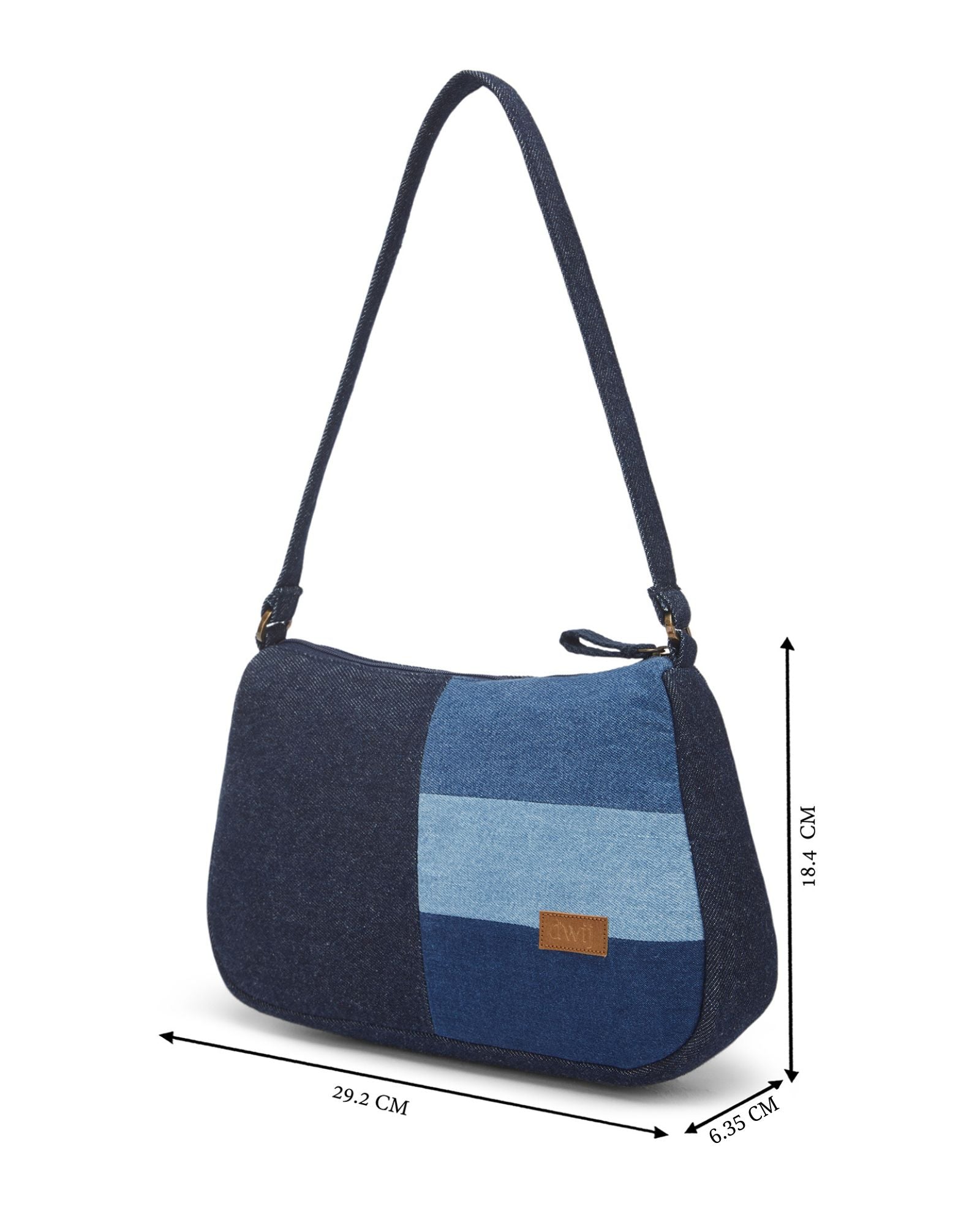 Upcycled Handcrafted Denim Jeans Colour - blocked Baguette - Dwij -