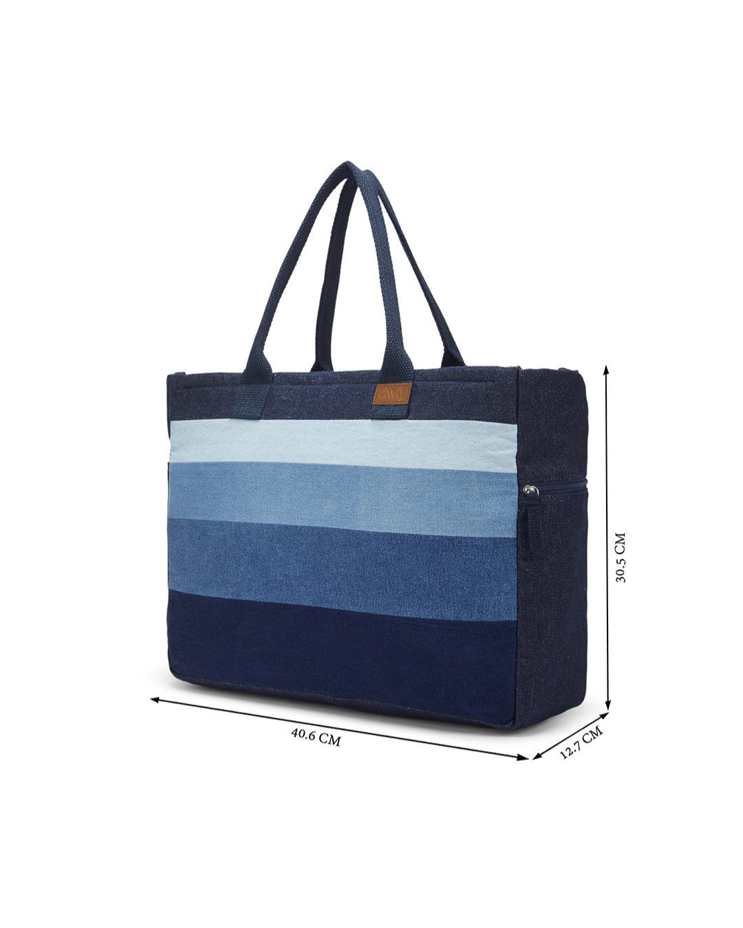 Upcycled Handcrafted Denim Jeans Ocean Laptop Tote - Dwij -