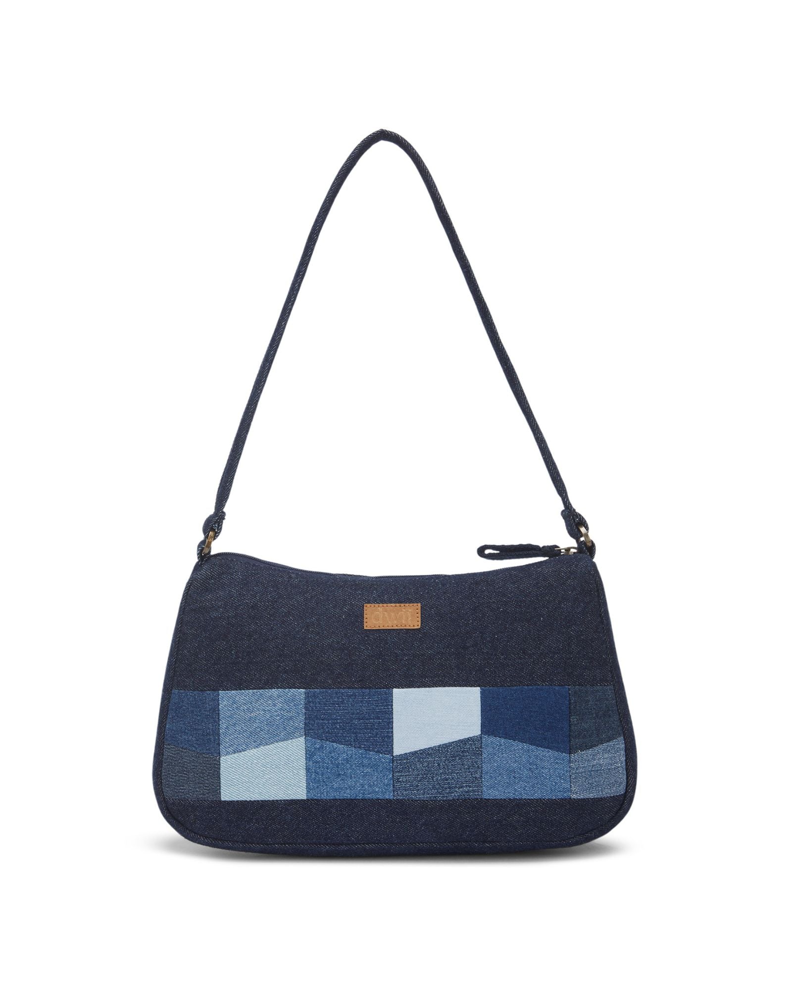 Upcycled Handcrafted Denim Jeans Patched Baguette Bag - Dwij -