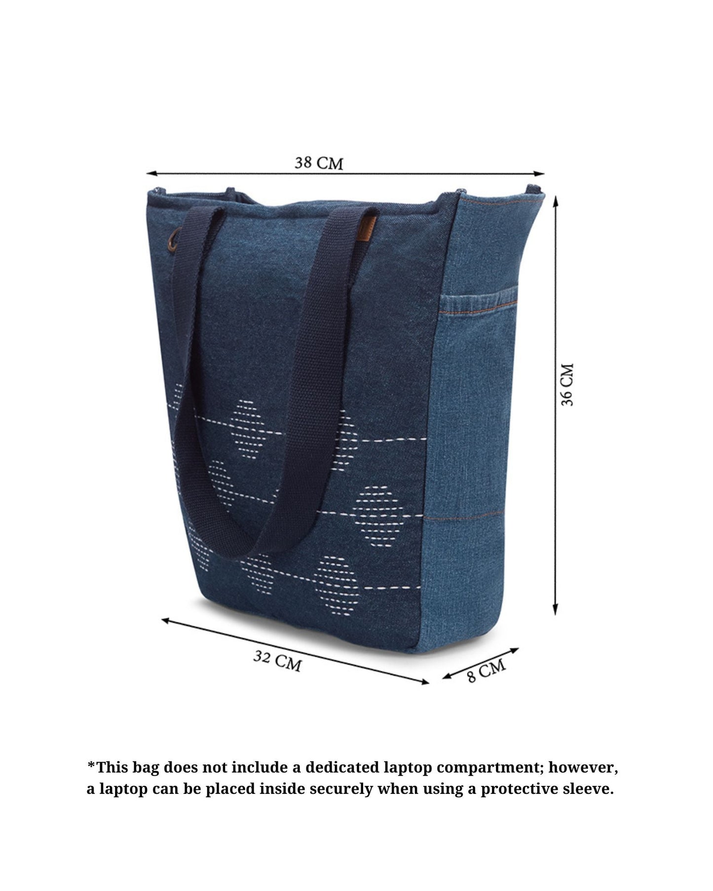 Upcycled Kantha Hand Embroidered Denim Large Tote Bag - Dwij -