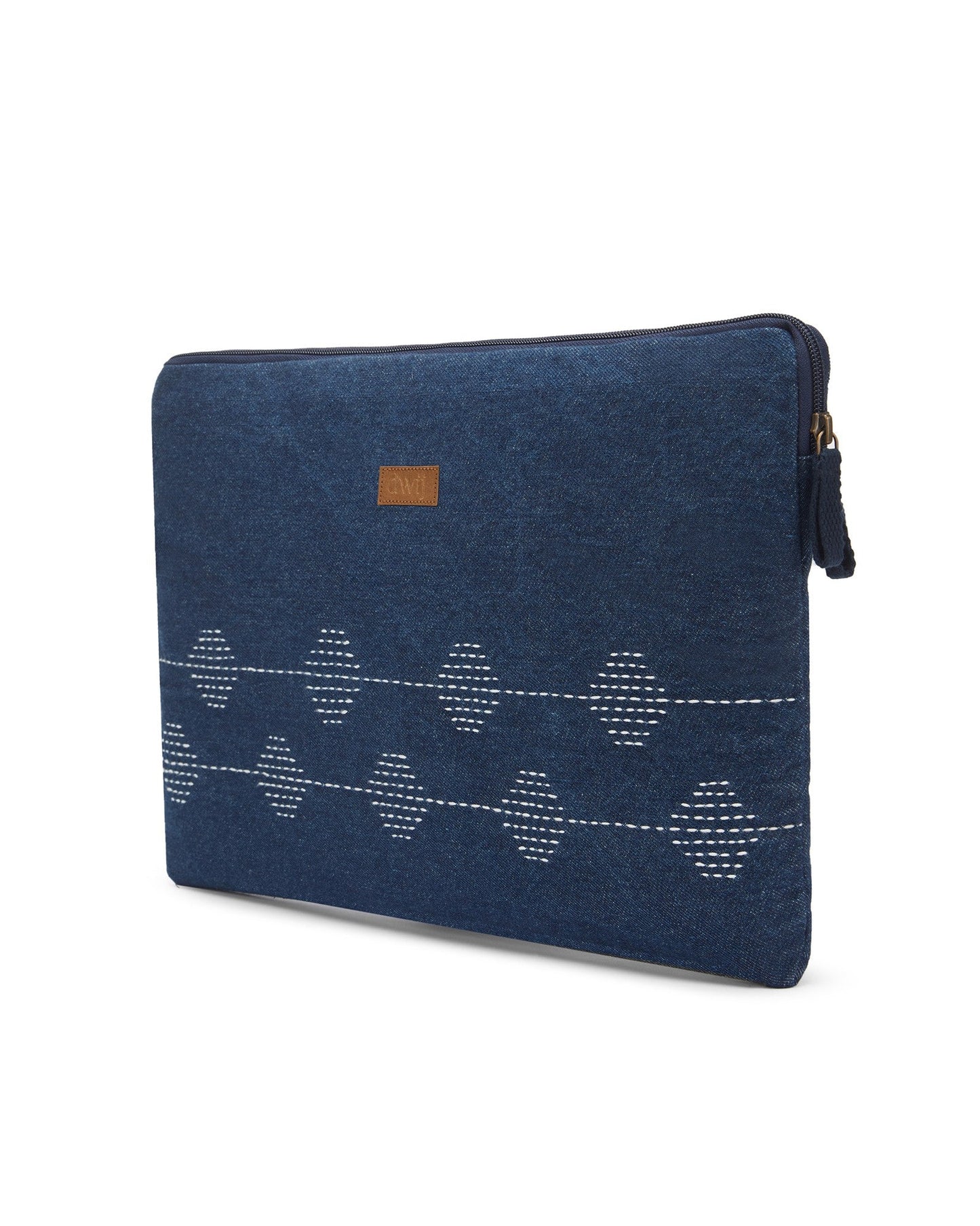 Upcycled Kantha Hand Embroidered Laptop Sleeve - Dwij -