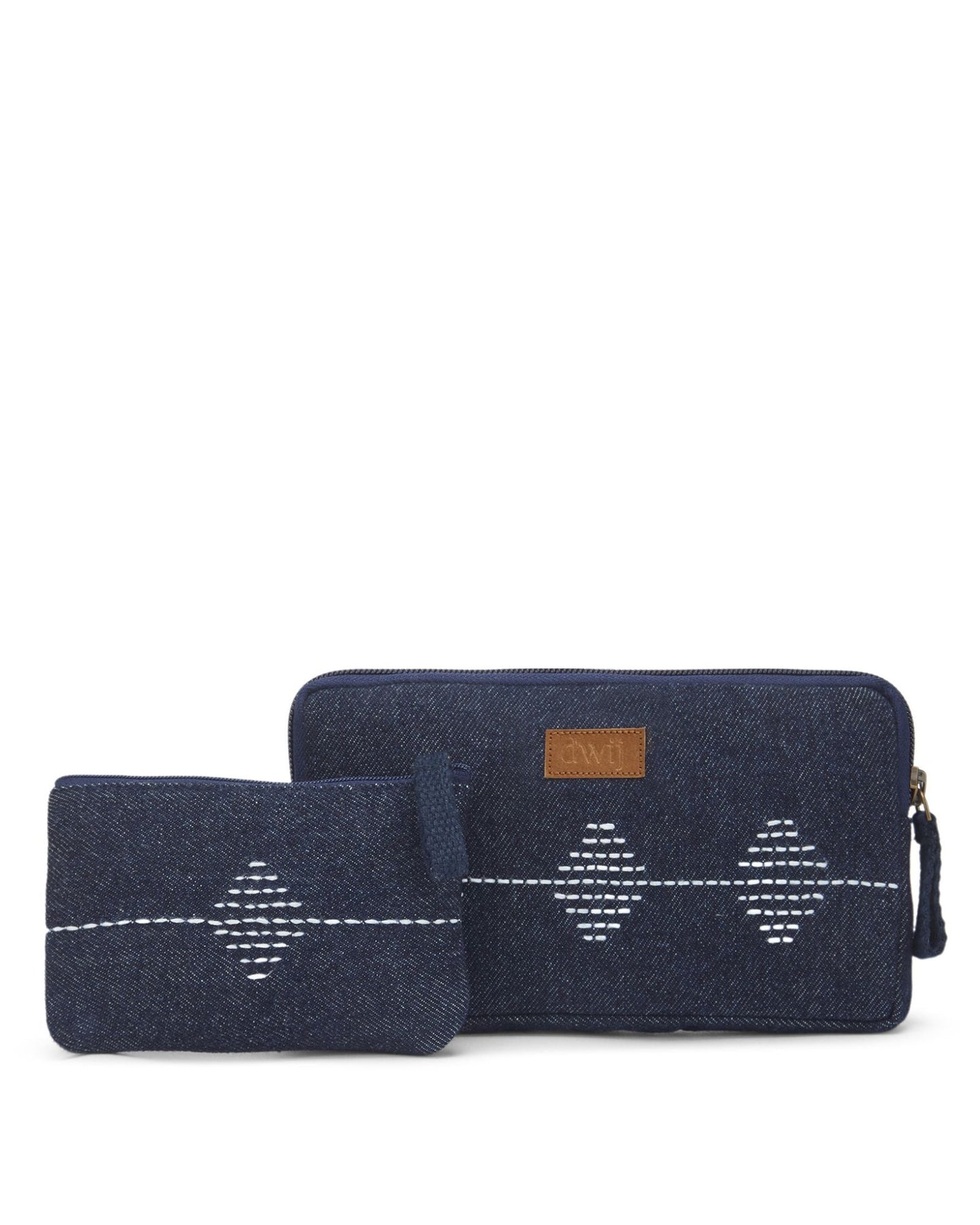 Upcycled Kantha Hand Embroidered Wallet With Coin Pouch - Dwij - KW1
