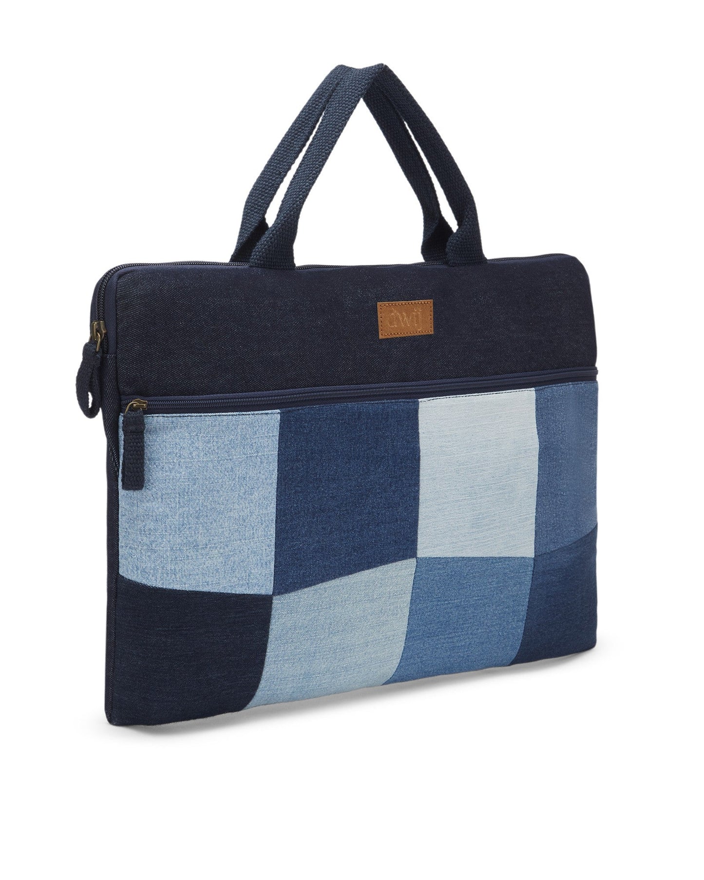 Upcycled Patched Laptop Sleeve With Handle - Dwij -