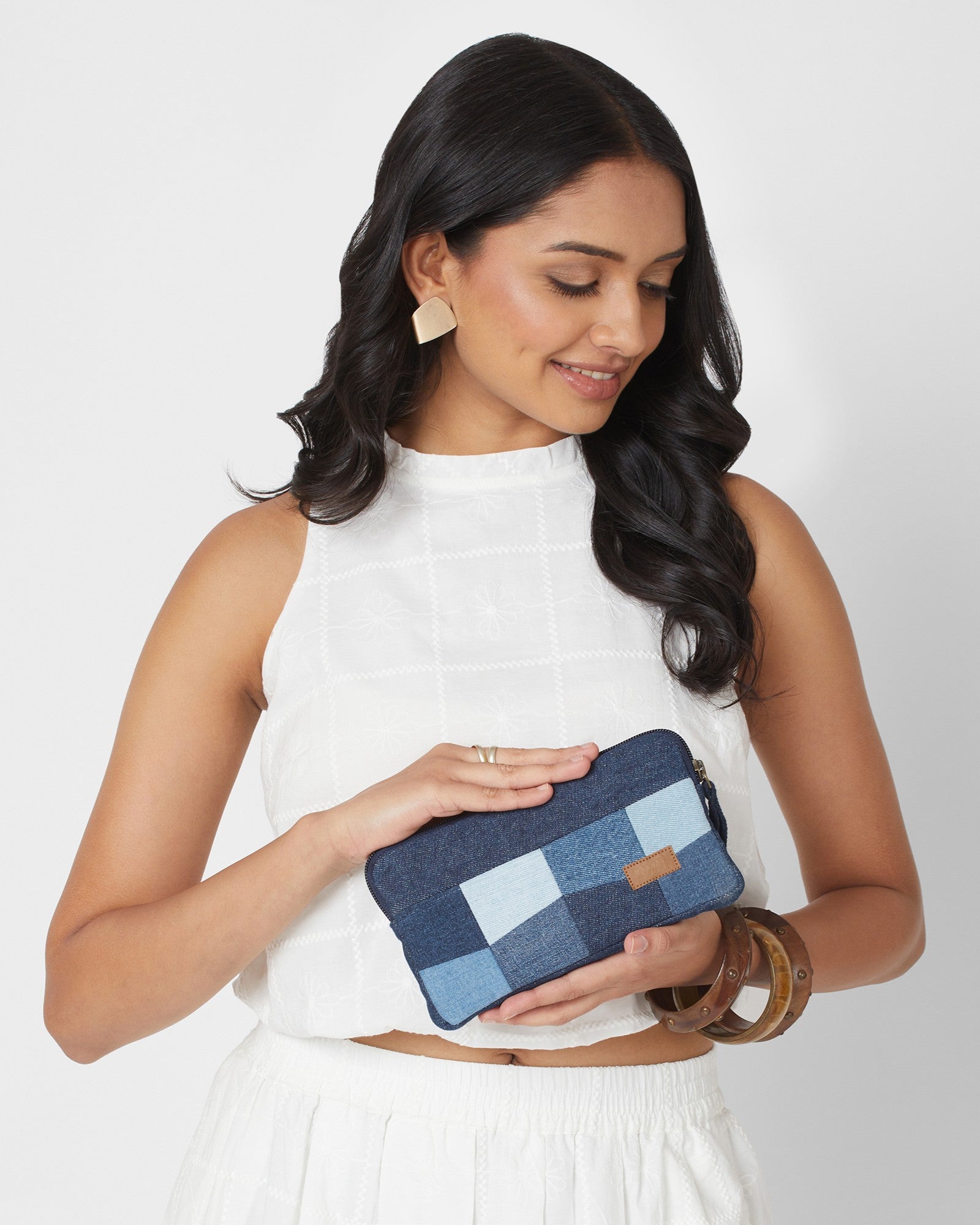 Upcycled Patched Wallet With Coin Pouch - Dwij -