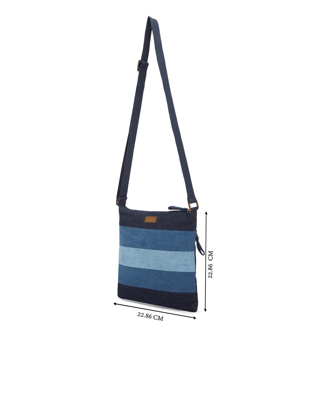Upcycled Unisex Denim Jeans Crossbody Striped Sling Bag - Dwij -