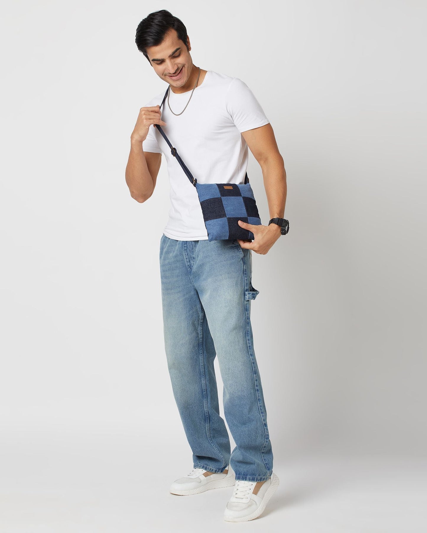 Upcycled Unisex Denim Jeans Swift Crossbody Sling bag - Dwij -