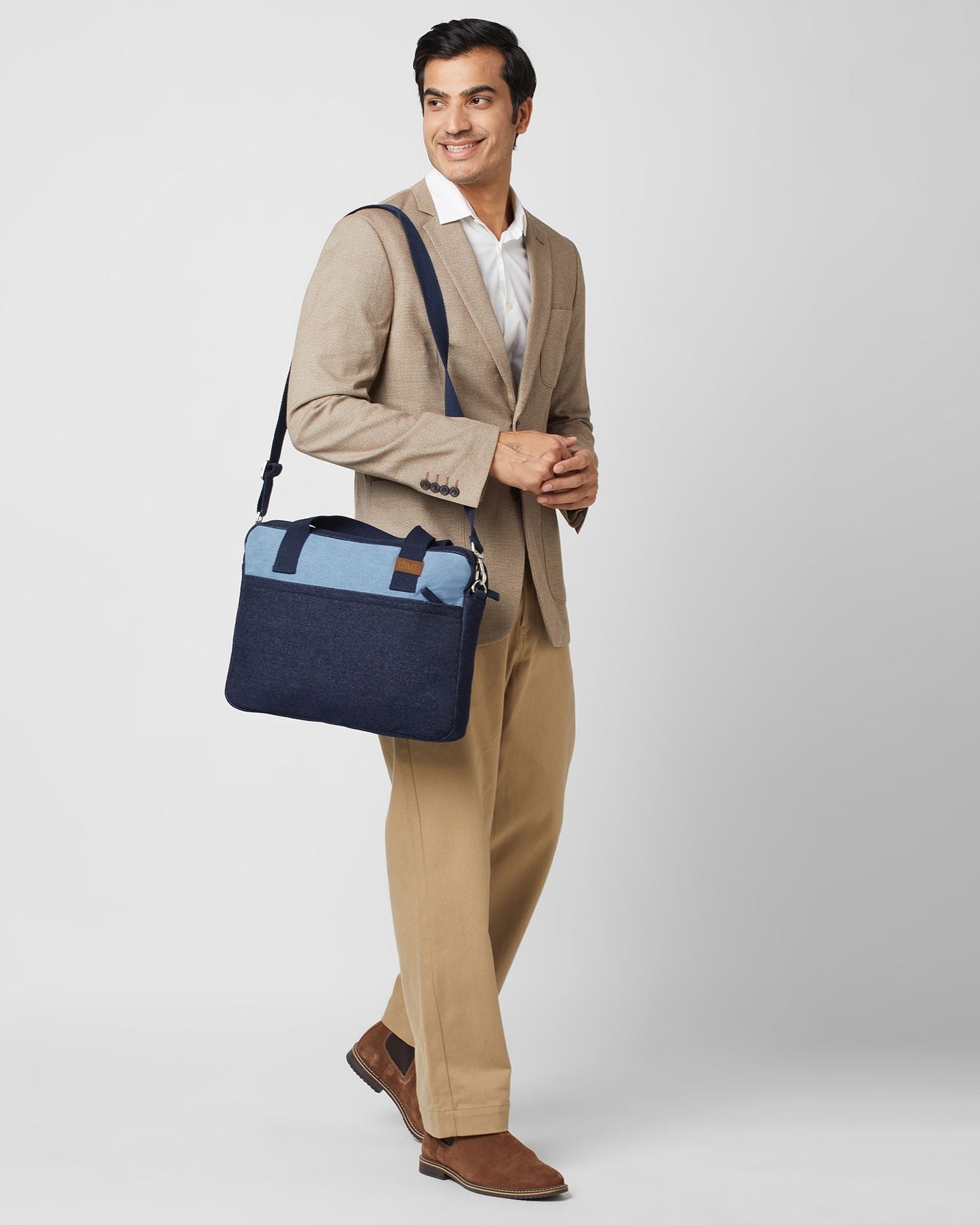 Upcycled Unisex Denim Sleek Laptop Messenger Bag - Dwij -