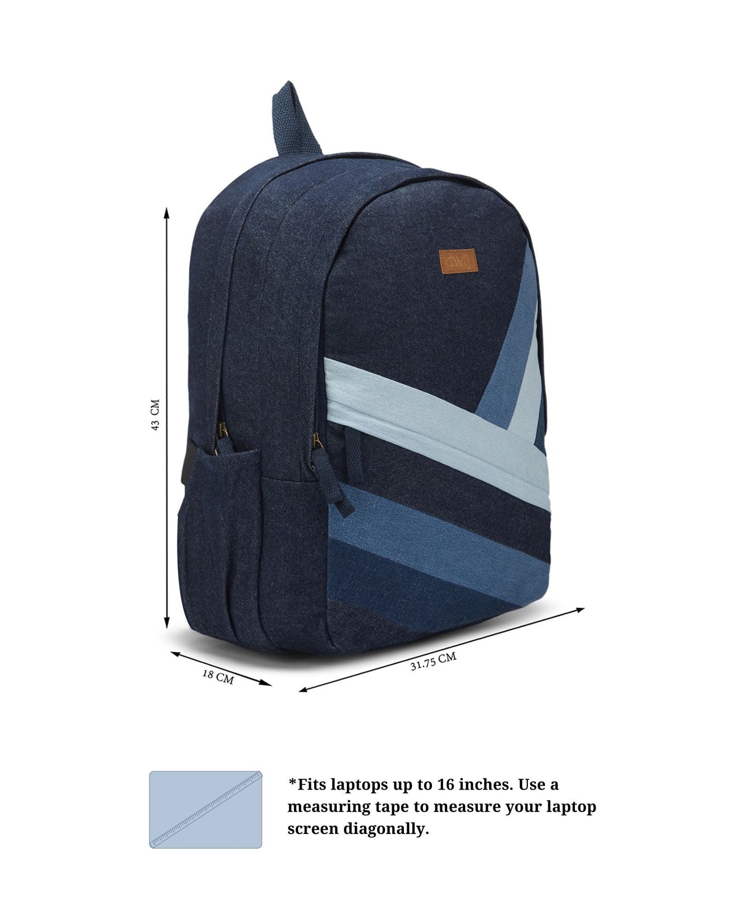 Upcycled Unisex Diagonal Striped Denim Travel Backpack - Dwij -