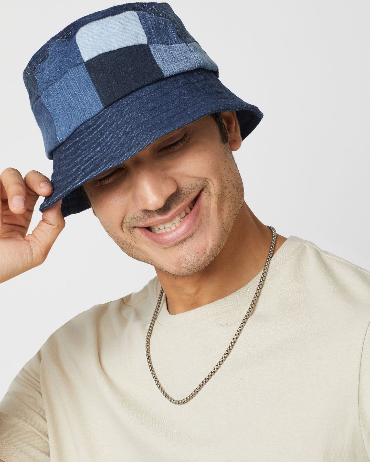 Upcycled Unisex Eco friendly Denim Patched Bucket Hat (Large) - Dwij -
