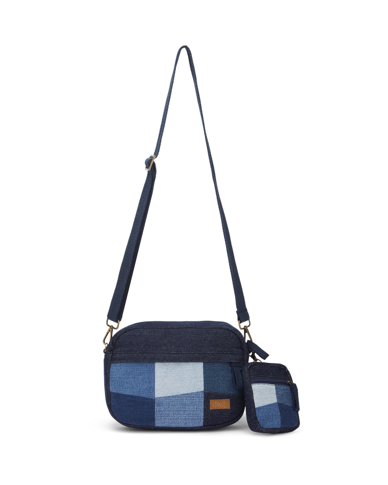 Upcycled Unisex Patched Denim Crossbody Sling with pouch - Dwij -