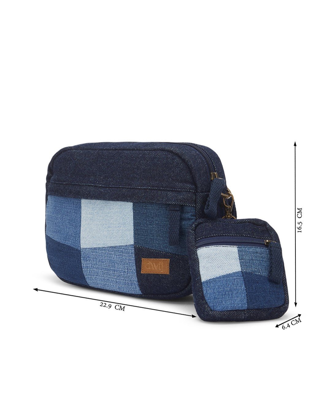 Upcycled Unisex Patched Denim Crossbody Sling with pouch - Dwij -